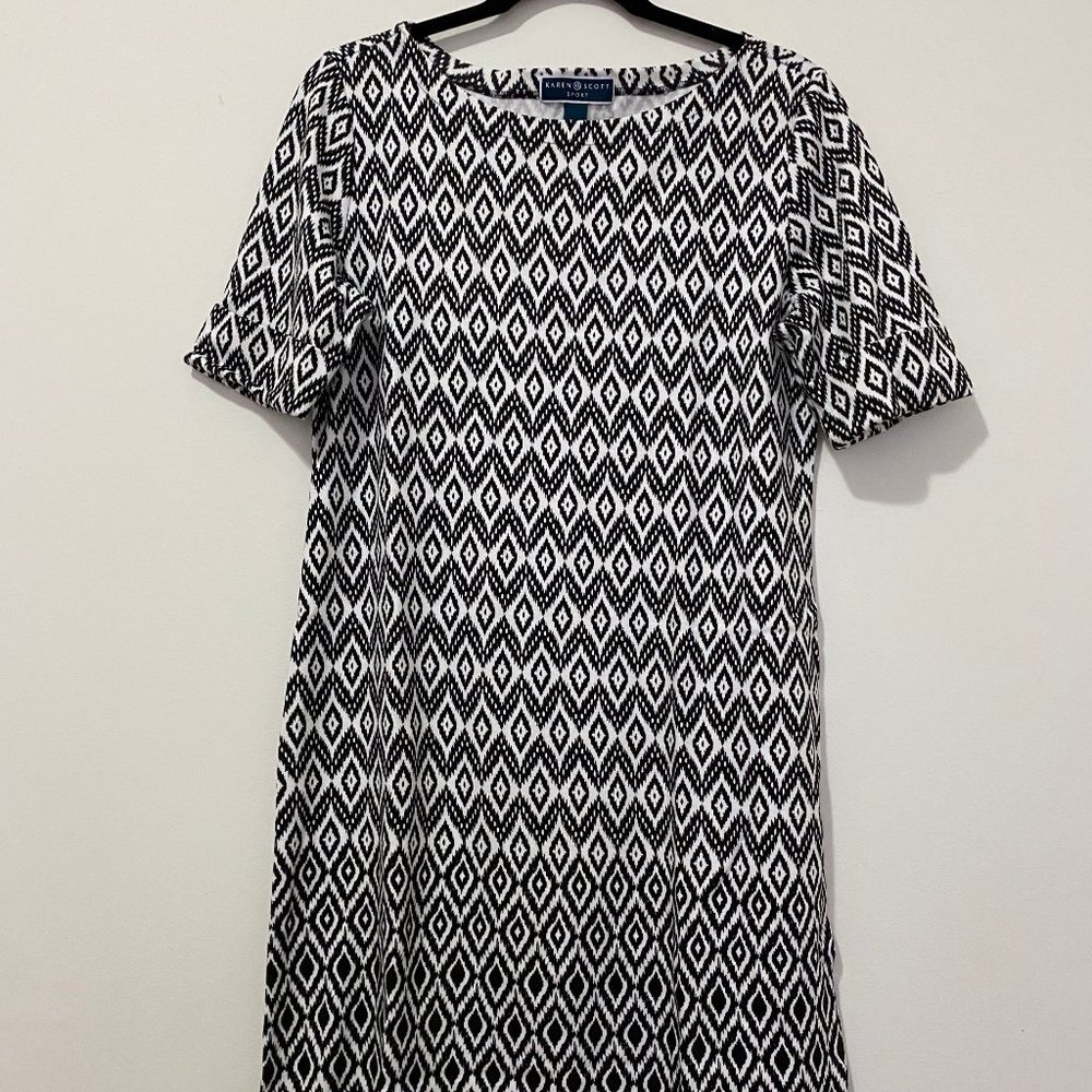 Karen Scott Sport t-shirt cotton ikat print short